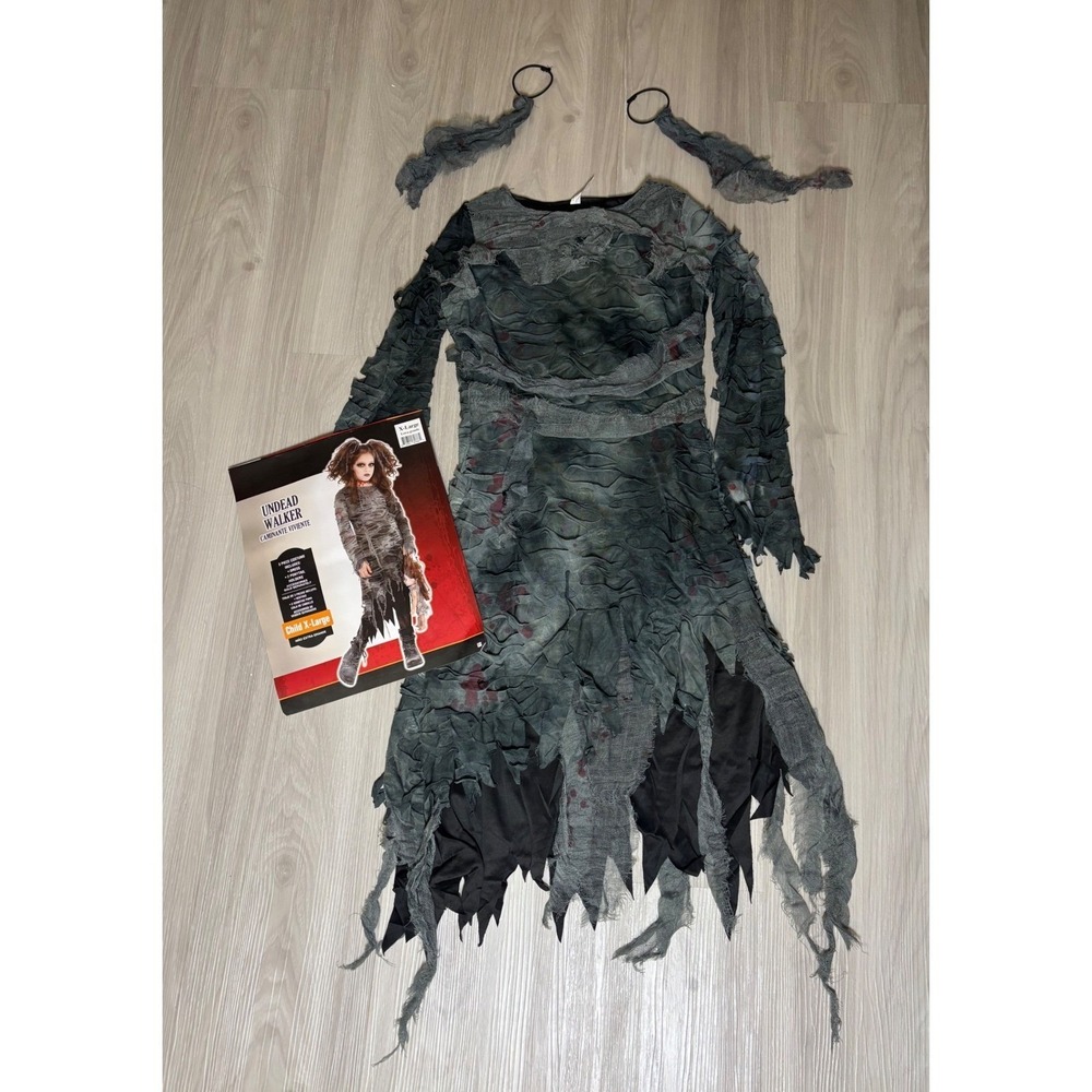 Undead Walker Costume Girls X Large 14-16 Zombie Dress Halloween Outfit - Picture 2 of 11